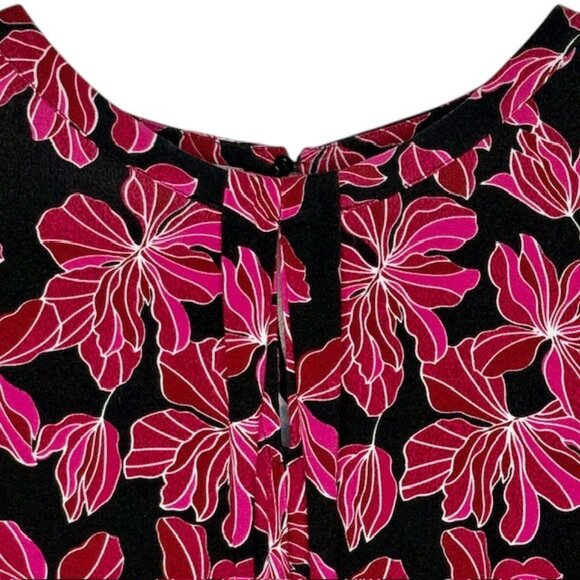Hobbs of London Julia Floral Printed Top - Red/Pink/Black - L - Picture 5 of 12